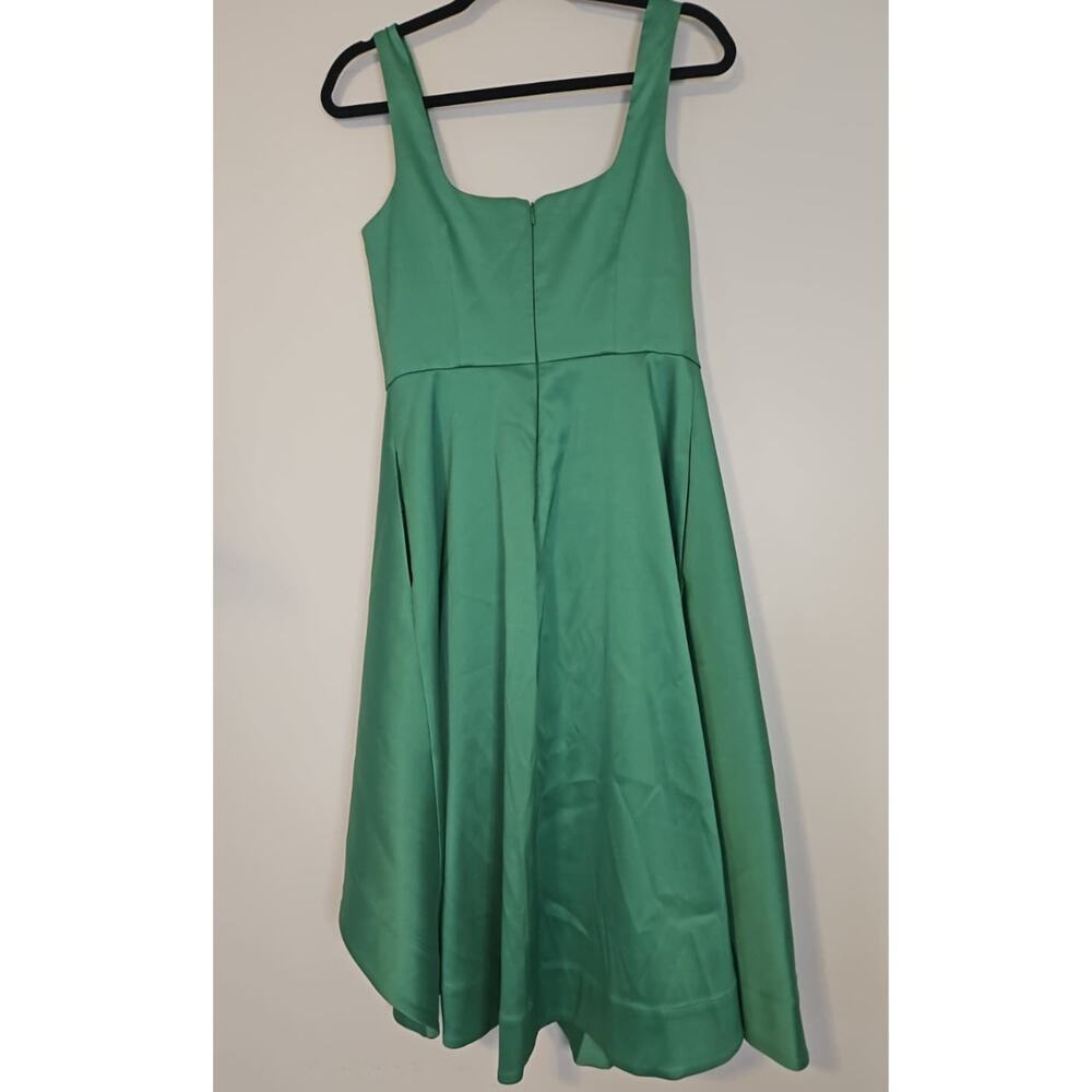 Eliza J Petite Square-Neck Satin Asymmetric Hem Dress - Picture 3 of 7